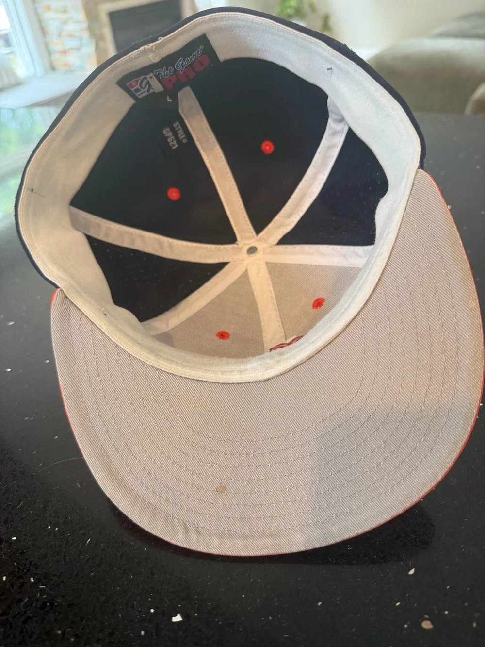 The Game Pro Orange, White & Navy Baseball Cap with Embroidered 'L'